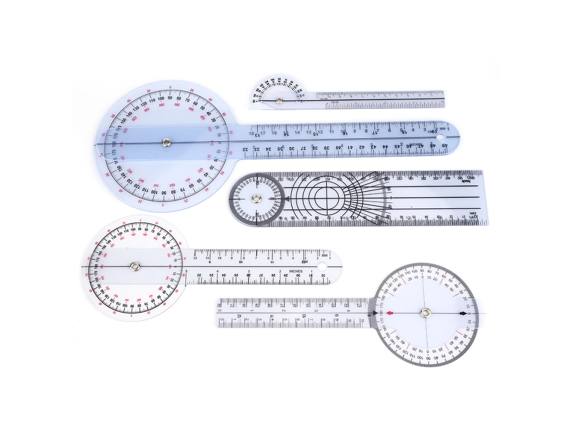 6pcs Goniómetro Médico Espinal 360° Régua Ângulo Protractor 6/8/10/12 Polegadas (set 1)