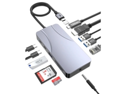 Docking Station 11 Em 1 Usb C Hub Adaptador De Monitor Múltiplo Para Laptop Portátil Com Hdmz 3xusb A 3.2 2xusb C 3.2 100w Pd Ethernet Bestvite