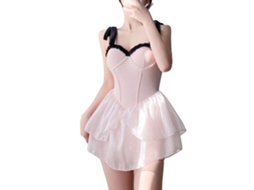 Vestido de Banho a Line Slim Spaghetti Strap Rosa L