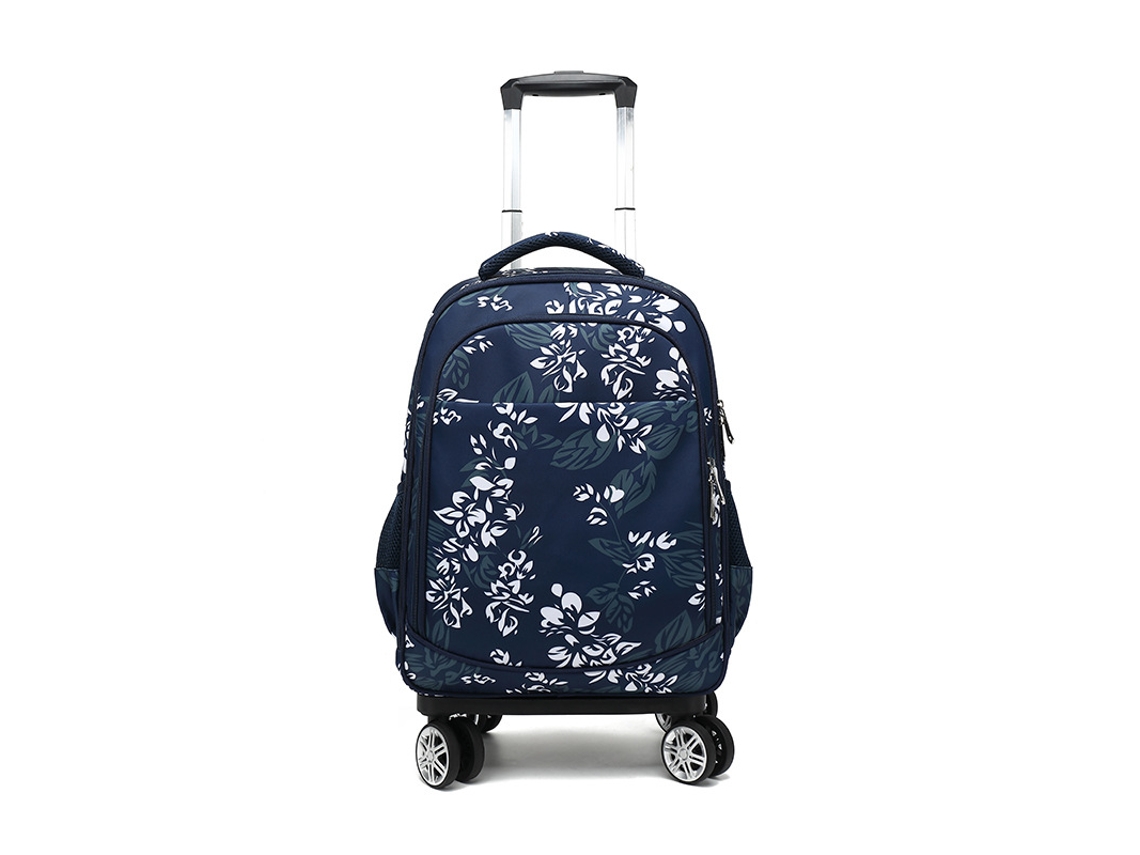 Mochila De Quatro Rodas Com Alça De Puxar «folhas Verdes E Flores»