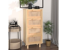 Vidaxl Aparador 40x30x90 Cm Pinho Maciço/vime Natural Castanho