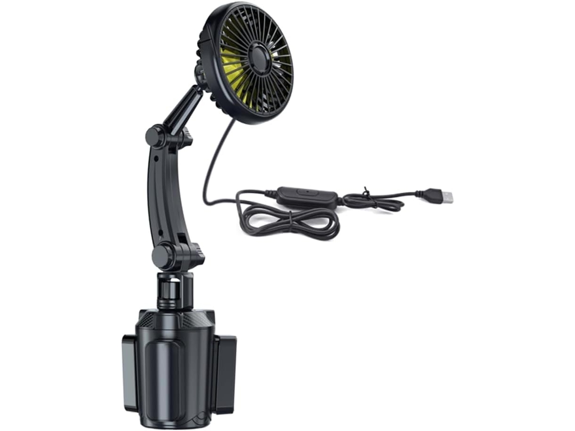Ventilador Veicular Alimentado Por Usb Com 3 Velocidades Potentes Ajustáveis E Rotação De 360 Graus Para Viagens