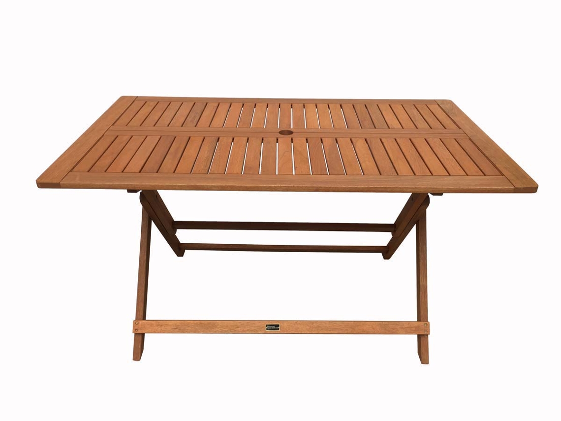 Mesa plegable en madera exótica ''Hong Kong'' - Maple -  135 x 80 cm - Marrón claro