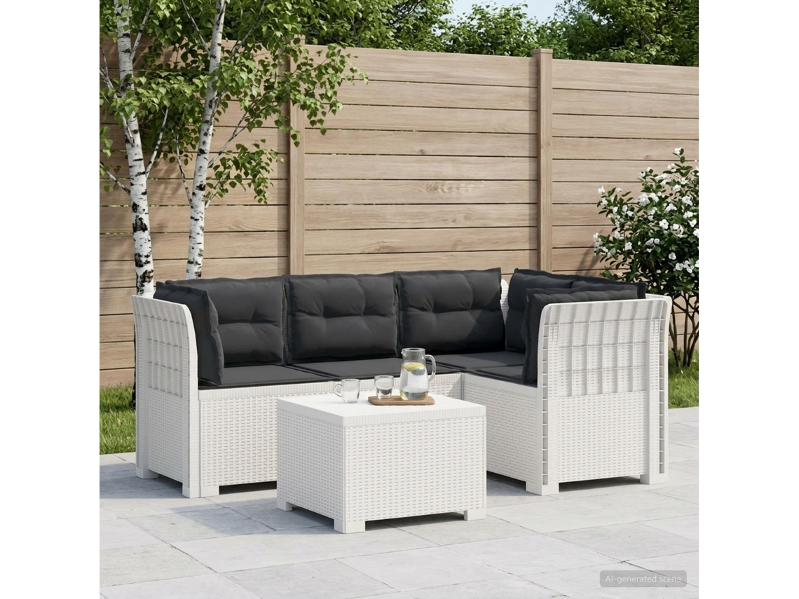 Vidaxl Sofá De Jardim Para 4 Pessoas Com Almofadas Estilo Rattan Pp