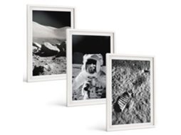 Quadros Decorativos Para Parede Fotos Da Nasa, Lua, Astronauta Moldura Branca Imagens Para Um Quarto Infantil Espelharte (3 Piezas De 40x60 Cm)