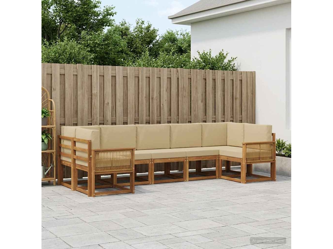 Vidaxl Conjunto De Sofás Para Exterior 7 Unid. Natural E Bege