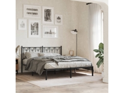 Vidaxl Estrutura De Cama Em Metal Com Cabeceira 150x200 Cm Preto