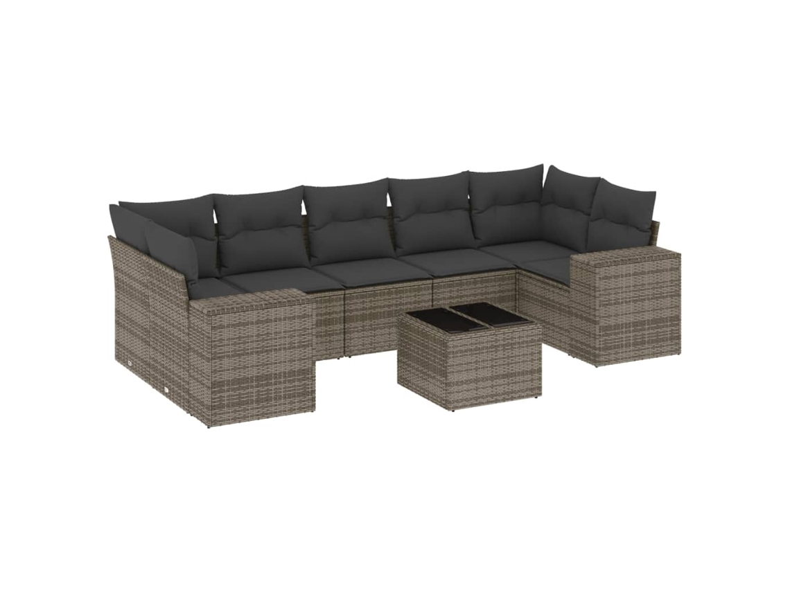 Conjunto de 8 sofás de jardim com almofadões Vime Pe Cinzento MAISON EXCLUSIVE (8 peças)