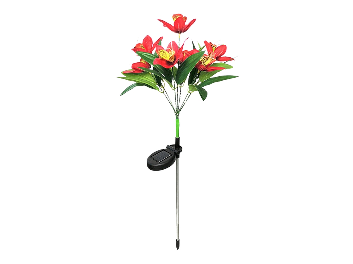 2026 lâmpada de Jardim Solar Led Flor Vermelha Impermeável Decoração Exterior para Pátio e Gramado