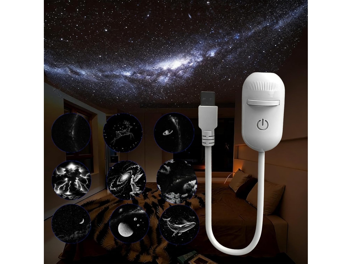 Luminária Noturna com Projetor de Galáxias 2em 1, Luminária Noturna + Projetor de Galáxias 2em 1, Lâmpada de Céu Estrelado Ajustável em 360°
