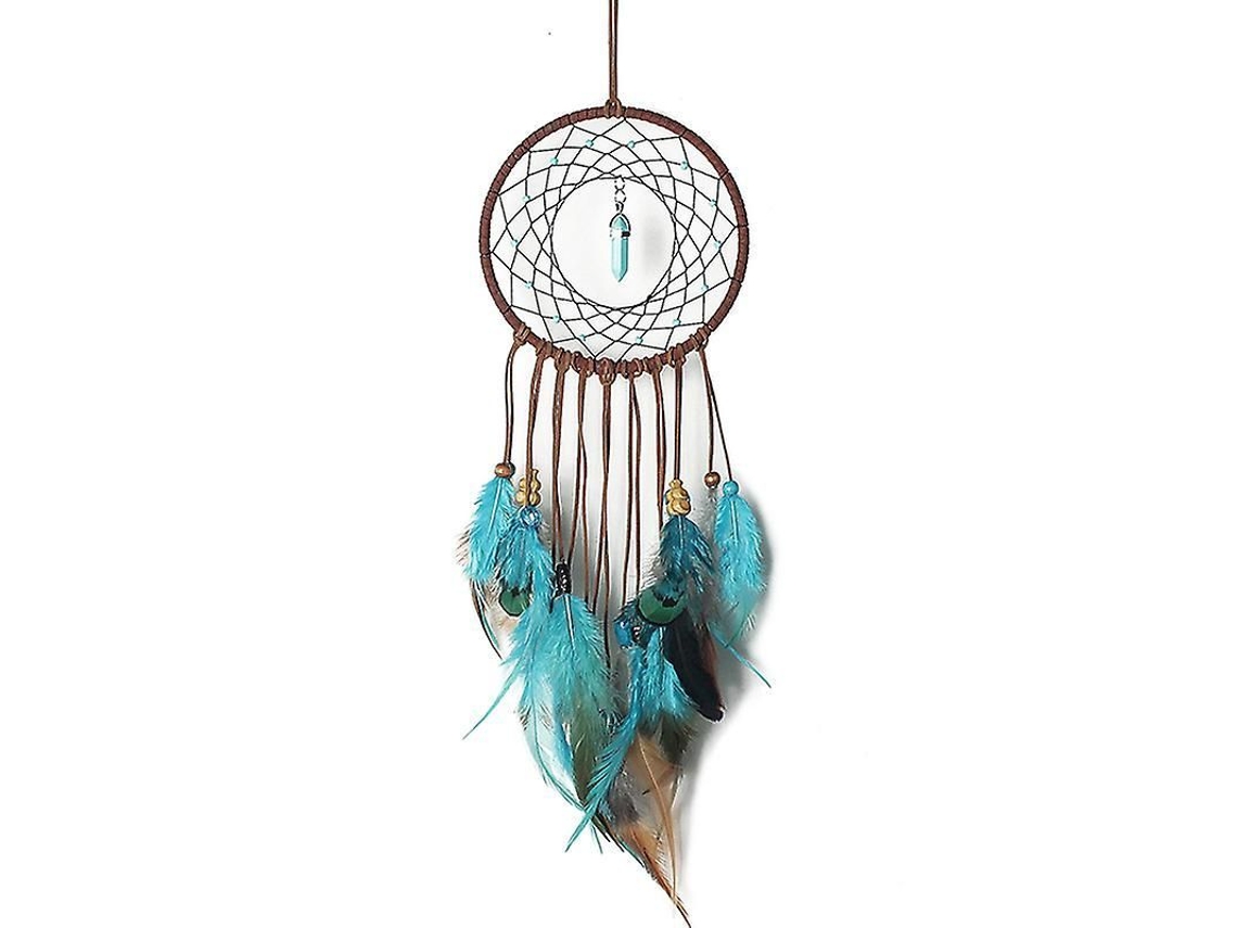 Colgante De Parede Artesanal Com Penas Tradicional Pedra Turquesa Decoração De Casa