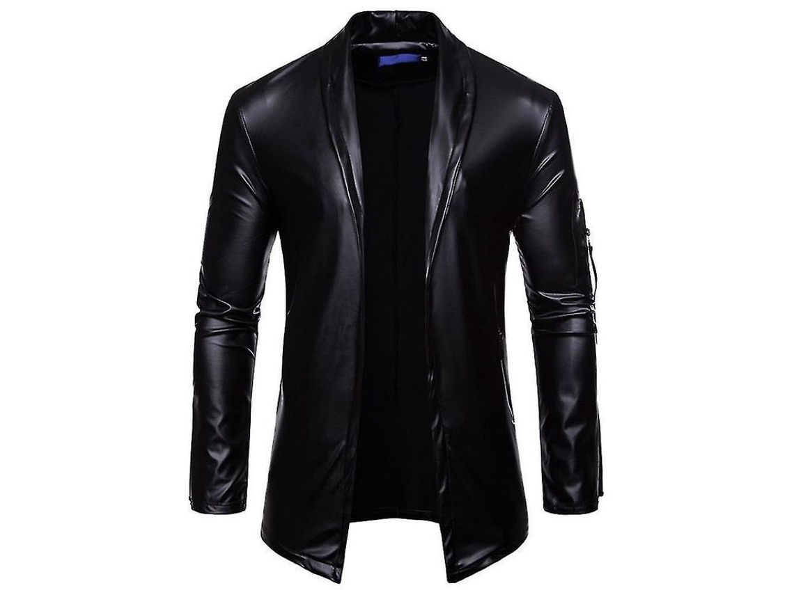 JAQUETA de Couro Falso Fasst para Homem, Manga Longa, Slim Fit, Casual | S/MARCA