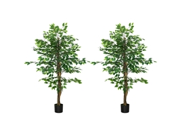 Conjunto De 2 Plantas Artificiai Peva, Metal Cor Verde Ø17,5x150 Cm Homcom