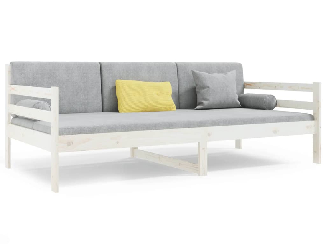 vidaXL Sofá-cama 90x190 cm madeira de pinho maciça branco