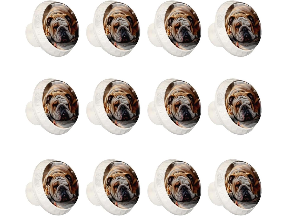 Puxadores Redondos Para Gavetas De Cômoda, Puxadores Para Armários De Cozinha, 12 Peças, Bulldog Dormindo No Chão
