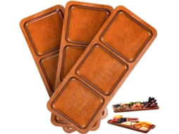 Bandeja De Madeira Resistente Para Servir Frutas Com Compartimentos.