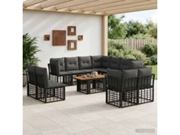 Vidaxl Conjunto De Sofá De Jardim 12 Unid. Preto E Cinza Escuro