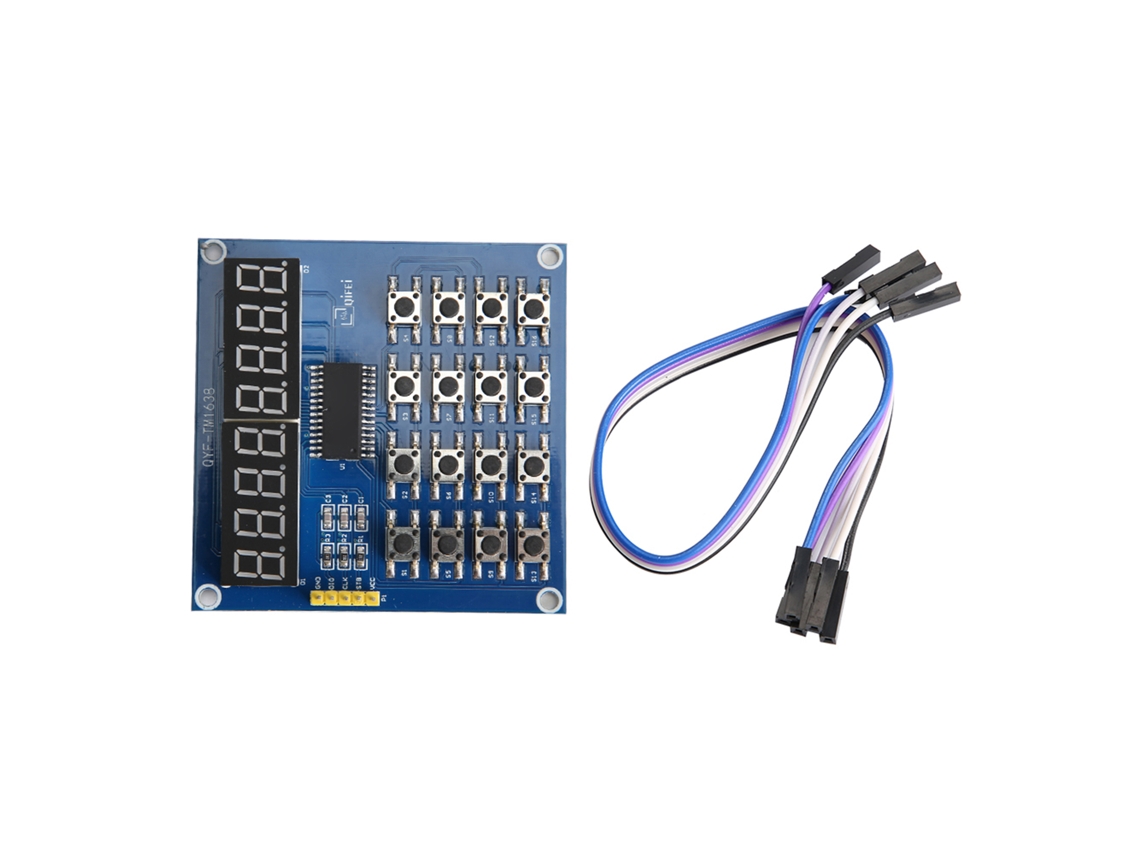 Módulo Tm1638 Com Controle Mcu 3-fio, Display Led 8-bit E Teclado De 16 Teclas Para Arduino