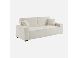 Sofá-cama Em Tecido Bouclé Creme, 3 Lugares, Creme