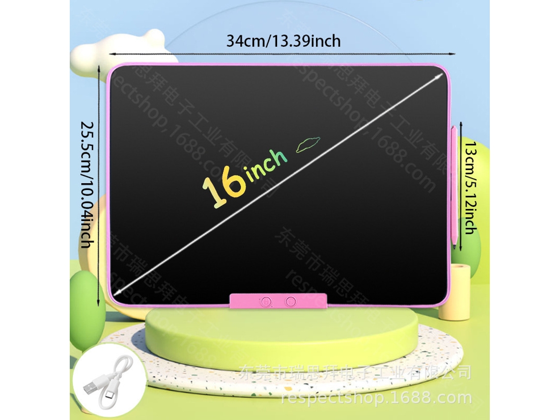 Mesa Digitalizadora Lcd com Tela Colorida para Desenho Infantil.modelo Recarregável com Tela Rosa de 16 Polegadas CHENNNLS