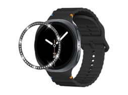 Pulseira De Silicone Com Bisel De Diamantes E Fivela Com Costura Ondulada.