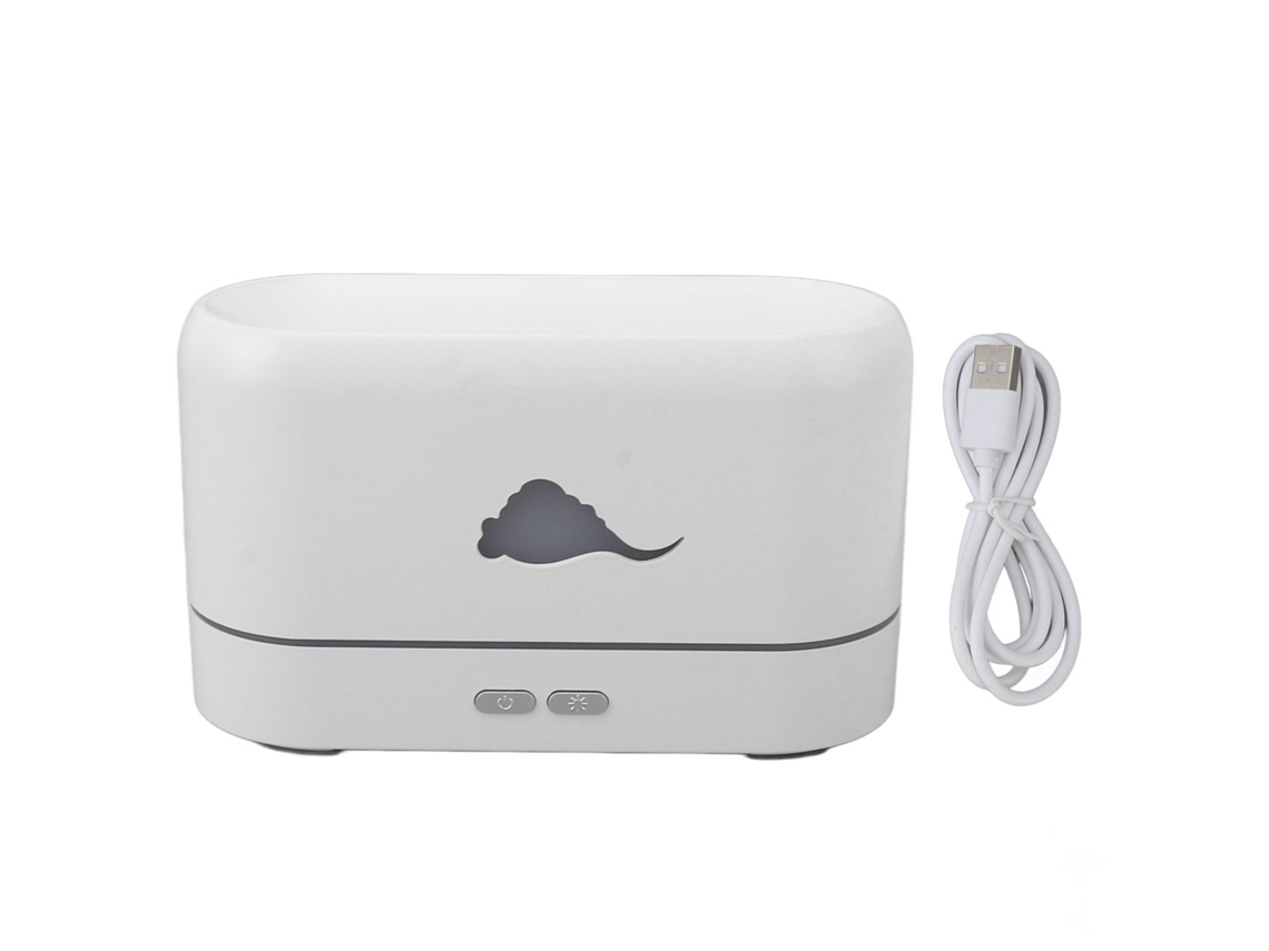 Umidificador Difusor de Óleo com Luz de Chama e Alto-falante Bluetooth S/MARCA branco