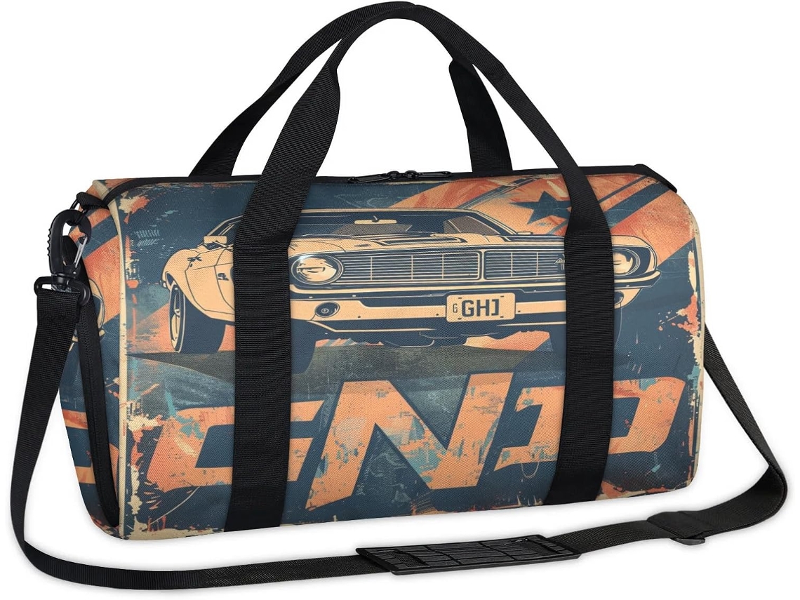 Bolsa Esportiva Vintage com Pôster de Carro Tecido Poliéste 45 X 21 5 23 Cm Estampa Pa Design Du