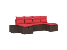Maison Exclusive - Conjunto De Sofá De Jardim 6 Unid. Castanho Vime Pe