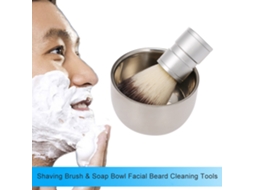 Kit De Barbear Homem Escova Sabonete Copo Aço Inoxidável