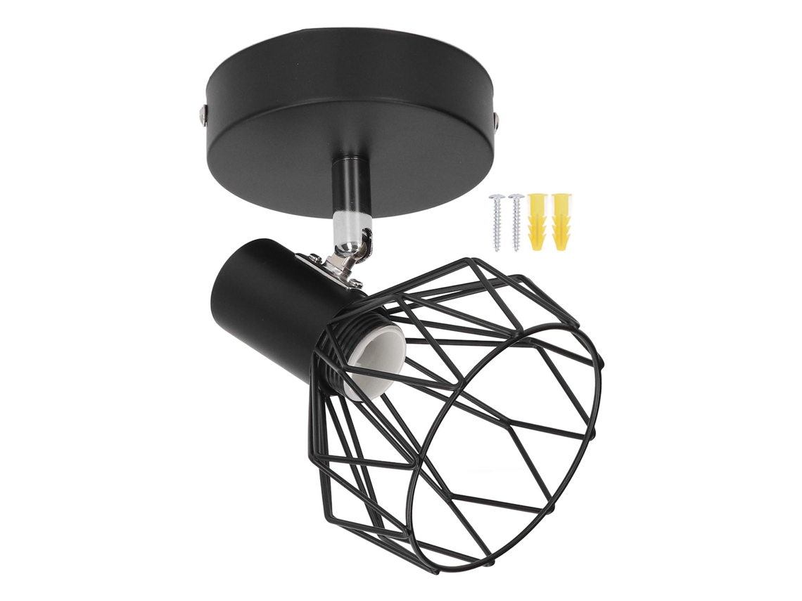 Rebe-soporte De Lámpara De Pared Con Jaula De Metal E14 Estilo Industrial Vintage Negro Mate 85‑265v