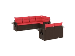 Conjunto de Sofá de Jardim, 7 Peças, Almofadas, Rattan Preto MAISON EXCLUSIVE