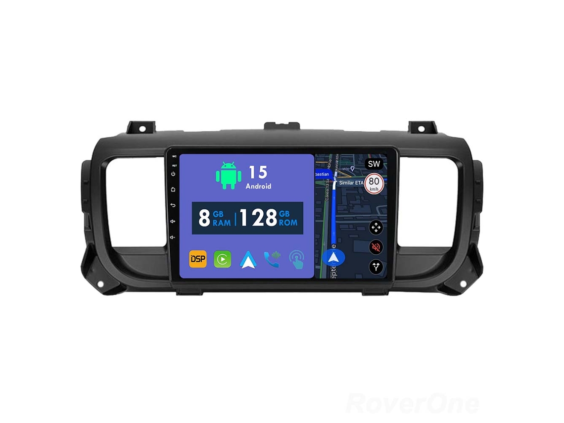 Auto Rádio Carro Bluetooth Autoradio 8GB RAM 128G ROM CarPlay Navegação GPS Ecrã Táctil RoverOne para Citroen Jumpy 3 para Peugeot Expert 3 2016-2021