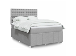 Vidaxl Cama com Molas/colchão 140x190 Cm Tecido Cinzento claro