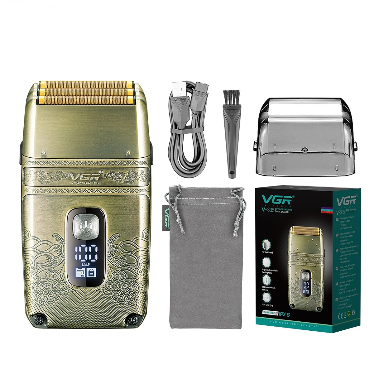 (com Caixa) Barbeador Elétrico Profissional Masculino, Recarregável