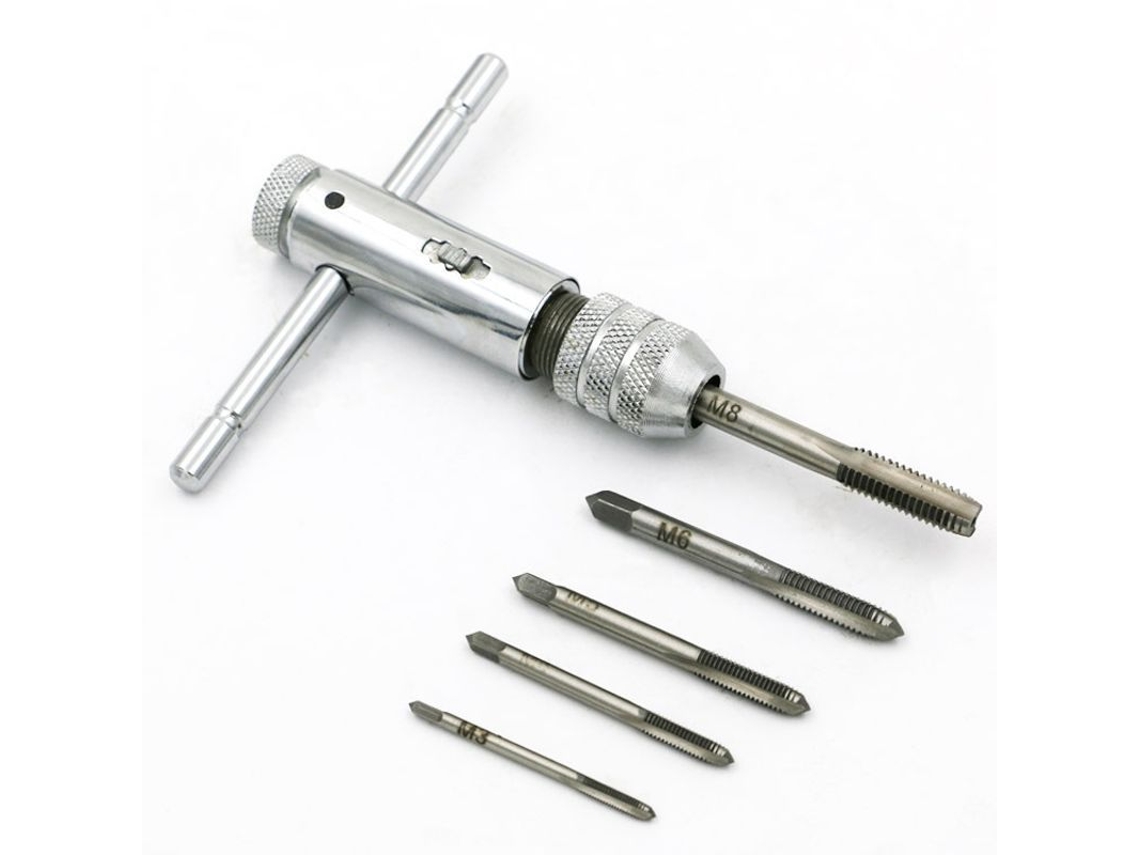 Chave De Rosca Reversível Manual Com Alça Em T, 3-8mm M3-m8 Para Roscar E Ferramentas De Roscagem Prata