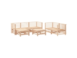 7 Pcs Conjunto Lounge de Jardim Pinho Maciço MAISON EXCLUSIVE