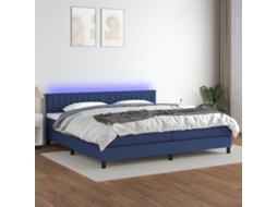 Vidaxl Cama Box Spring C/ Colchão E Led 200x200 Cm Tecido Azul