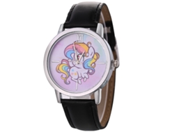 Reloj De Mujer De Lujo Moderno Dial Redondo Correa De Cuero Cuarzo Negro