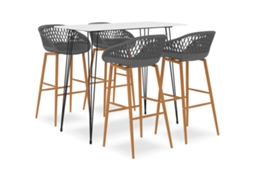 Vidaxl 5 Pcs Conjunto De Bar Branco E Cinzento