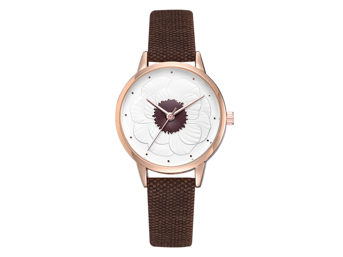 Relógio de Pulso Feminino de Liga Simples com Mostrador de Quartzo Moda Casual (marrom)