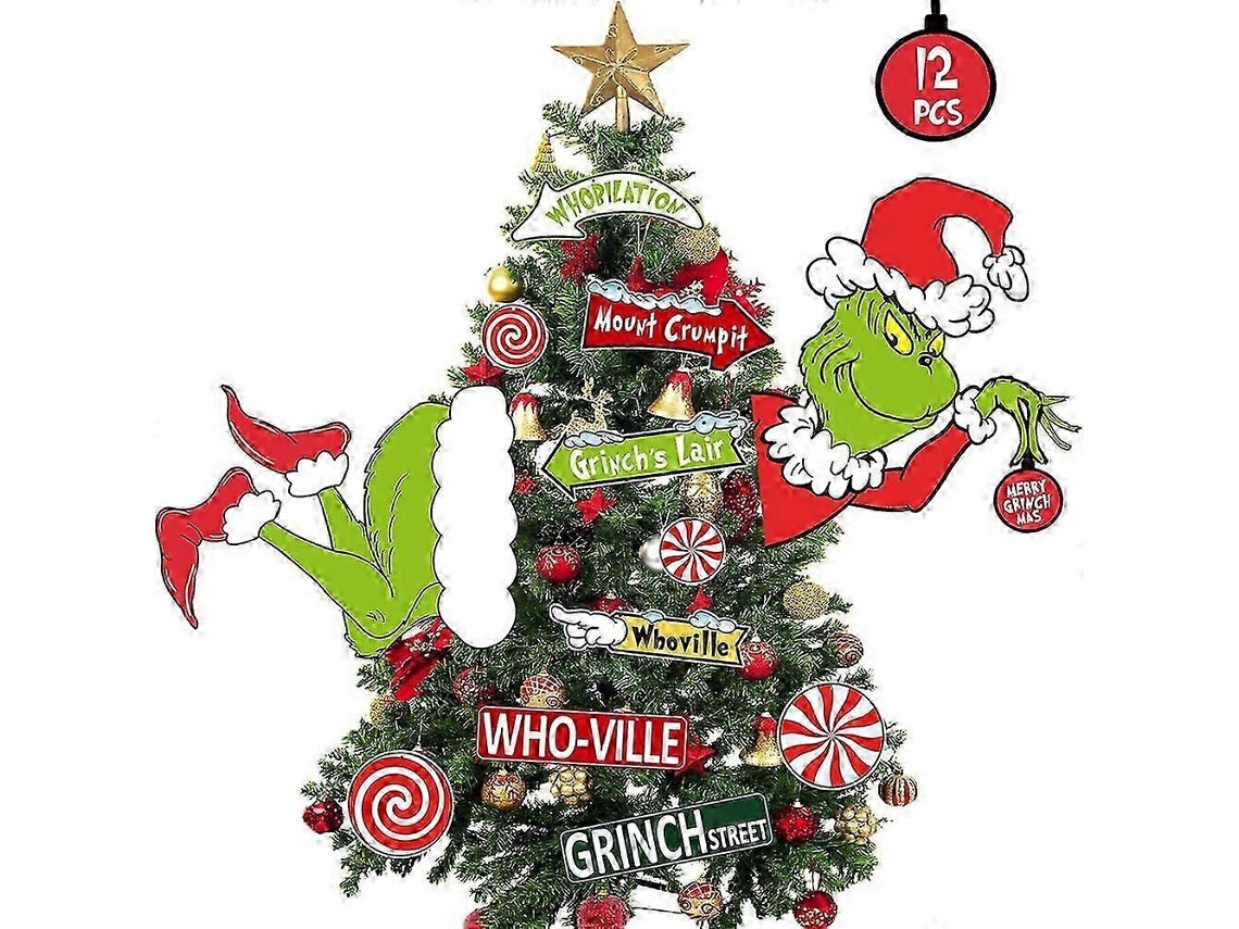 12 Pçs/set Grandes Enfeites Grinch Enfeites Enfeites Inserir Presente Criativo Para Festa De Natal Olysi Shop