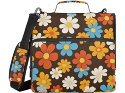 Organizador de documentos com estampa floral colorida, alça de ombro a ombro, grande capacidade, 3,8 cm de comprimento.