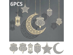 Fasst 6 Peças Lanterna de Ramadã Eid Mubarak Adorno Islâmico Decoração Suspensa para Festa Muçulmana