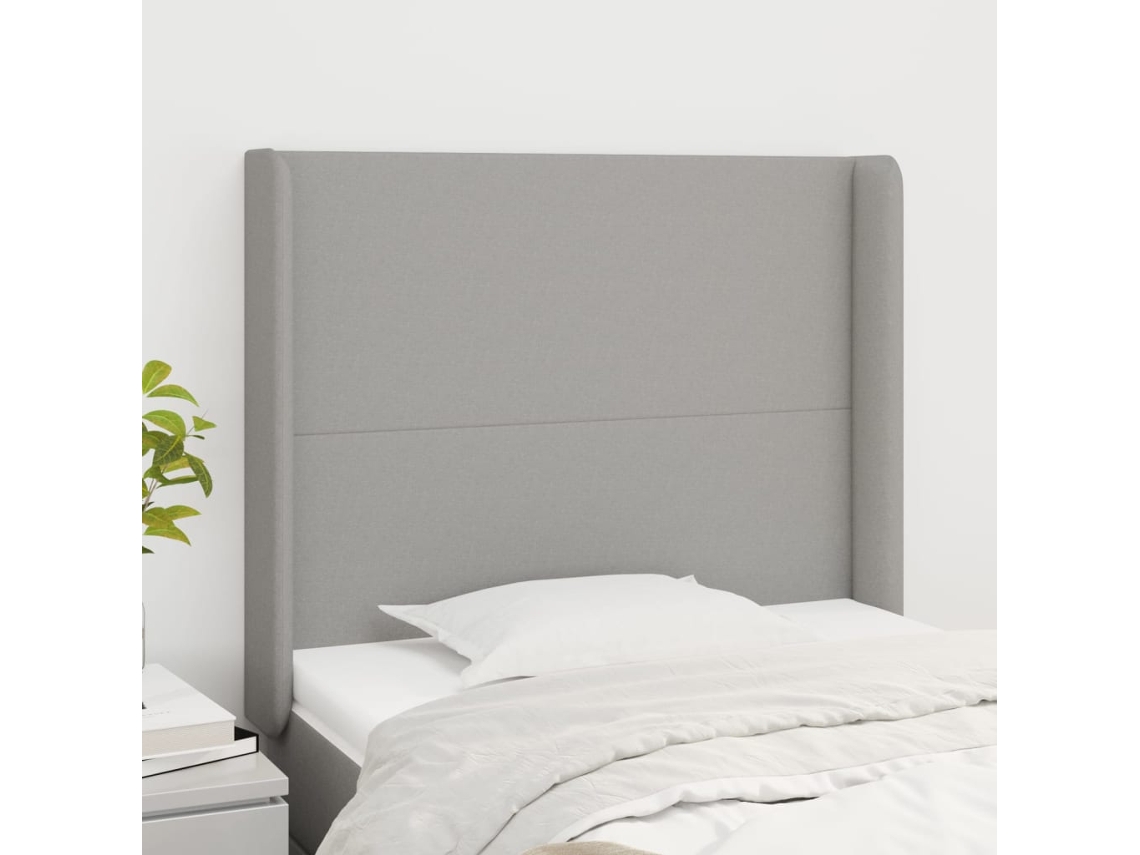 Cabeceira cama c/ abas tecido 103x16x118/128 cm cinzento-claro