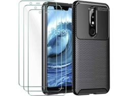 Capa + Película Nokia 5.1 Plus HONGWE. Preto