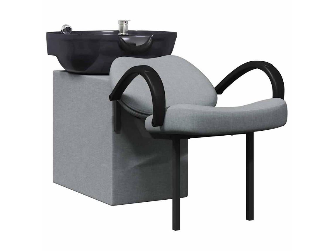 Poltrona de Shampoo Cinza Claro e Preto 63x141x92 cm Tecido HARLANV1