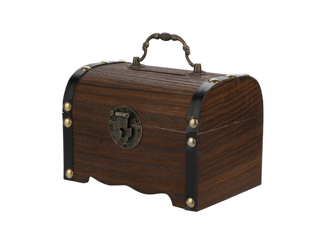 Rebe-caja De Ahorros De Madera Com Fechadura Cofre De Tesouro Artesanal Talhado À Mão