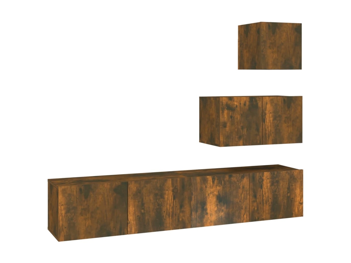 Tv Cabinet Set, Tv Cabinets Vidaxl Marrom Madeira Processada (n/a)