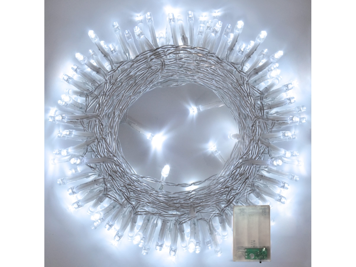 Cordão de Luzes Led para Exterior, Decoração de Natal, Inclui Pilhas, Luzes de Fada MDUG (luz Branca, 4m, 40 Leds)