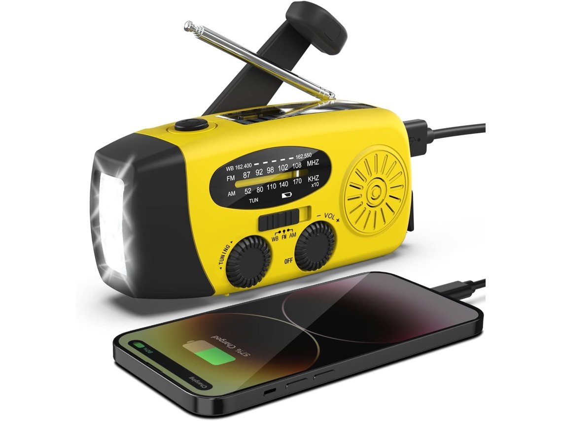 Rádio solar AQUAFORGE com manivela, portátil, 10000mah